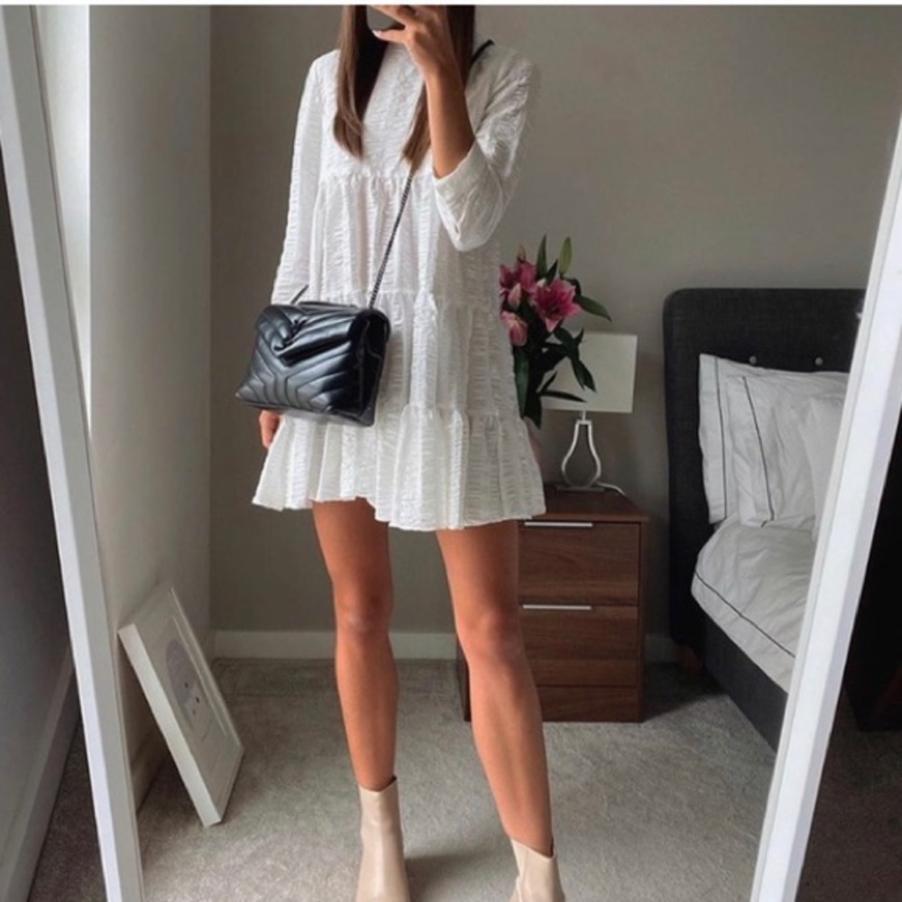Zara Textured Weave Dress Bloggers Favorite White